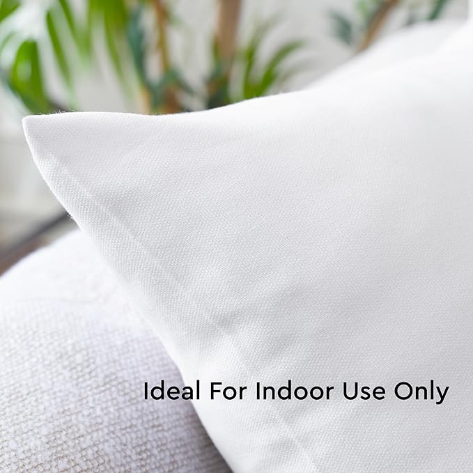 Encasa XO Throw Pillow Covers 16x16 in Set of 2 White | No Inserts | Cotton Pillow Covers for Living Room, Bed, Sofa, Couch | Decorative Cushion Covers with Improved Zippers