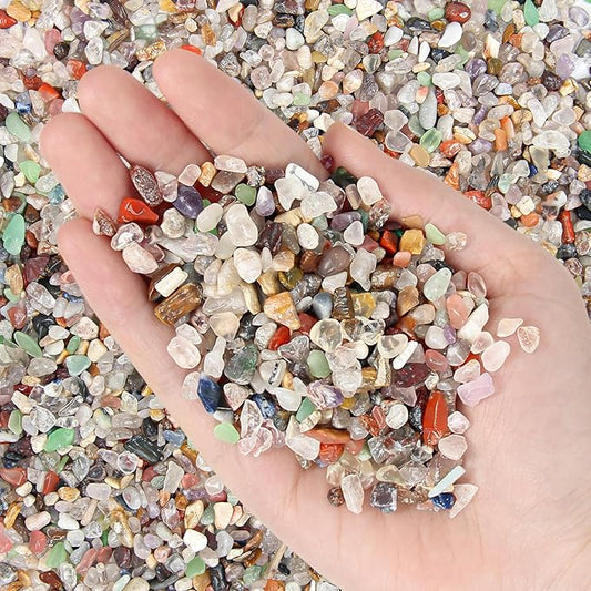 2.2lb Natural Mixed Crystal Chips- Mini Crushed Gemstones Bulk, Colorful Aquarium Fish Tank Gravel Rocks, Irregular Chips for Aquarium, Vase Fillers, Succulents, Indoor Planters & DIY Crafts