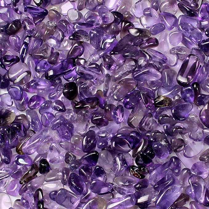 JOHOUSE Polished Gem Stones Rocks Crystals 1 Lb/450g Natural Tumbled Stones Amethyst Crystal Chips Bulk for Fish Tank Rocks Gravel, Vase Filler, Plants Decor