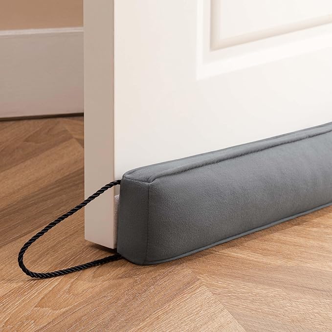Sunolga 38" Door Draft Stopper for Bottom of Door, Under Door Gap Filler with Removable Cover up to 3 Inches, Weighted Bottom of Door Barrier for Noise, Air, Wind and Light, Gray, 2 Pack