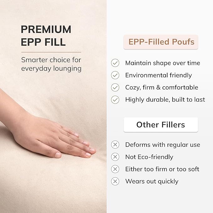 Anji Mountain 100% Handmade & Handcrafted Comfortable Home Décor Pouf Ottoman Footrest for Living Room, Bedroom, Nursery, Kidsroom, Patio Furniture - (20" x 20" x 20" - Mahogany Rose)