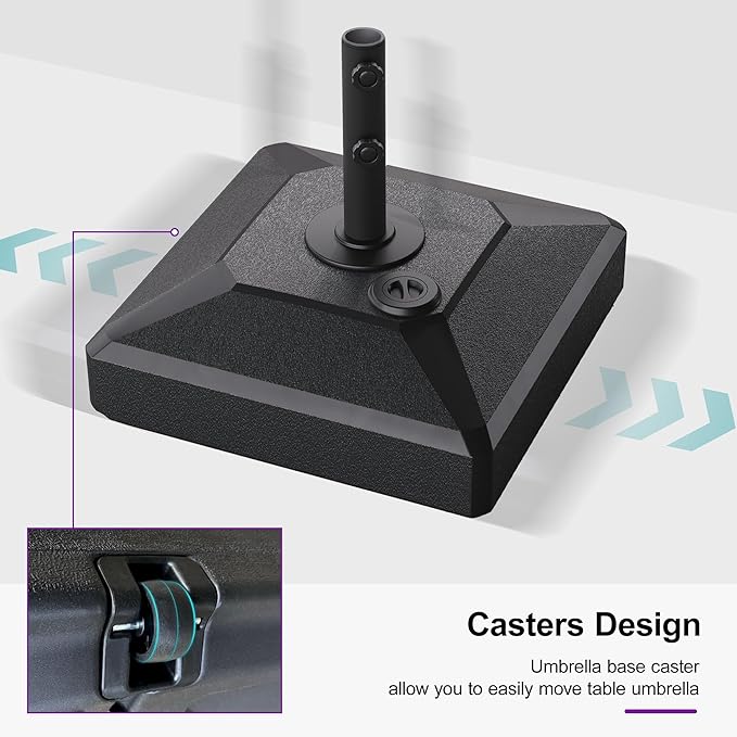 PURPLE LEAF Patio Market Umbrella Base PL245ML Outdoor Table Umbrellas Stand Weighted Square Base, 21.65" x 21.65"