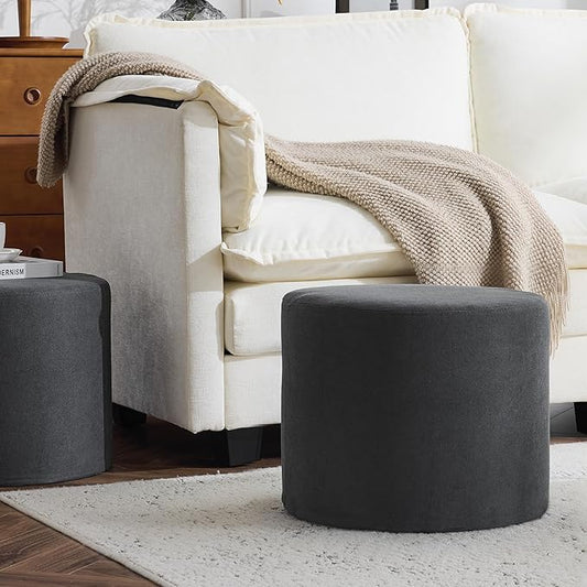 Bezseller Soft Boucle Pouf Ottoman, Comfortable Foot Rest, Full Foam Filling Footstool for Living Room, Bedroom, Lightweight Comfort and Charm Floor Poof Seating Perfect to Rest Your Feet, Grey-2