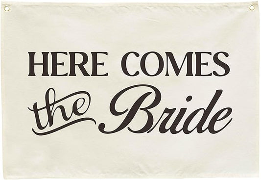 Bachelorette Party Wall Decor -Bridal Shower Gift for Bride-Welcome Decoration - Wedding Decoration Accessories-Hanging Rectangle Banner Flag Poster Wall Decor-Here Comes The Bride-28.5"L×20"W