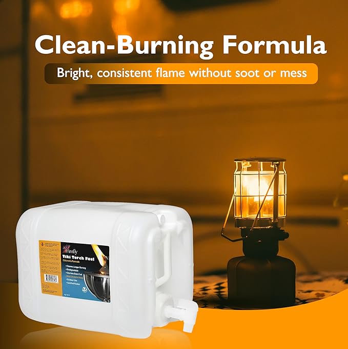 Firefly Tiki Torch Fuel – Clean-Burning Outdoor Lamp Oil for Tiki Torches and Lanterns. Low Smoke, Citronella Formula, Long-Lasting – Outdoor Patio & Garden Use - 5 Gallons