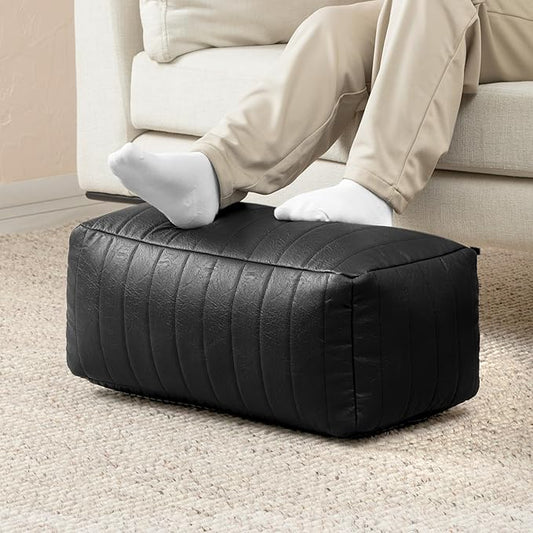 Anji Mountain 100% Handmade & Handcrafted Comfortable Home Décor Pouf Ottoman Footrest for Living Room, Bedroom, Nursery, Kidsroom, Patio Furniture - (22" x 12" x 10" - Black)