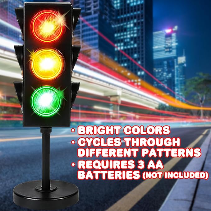 ArtCreativity Traffic Light Table Lamp for Kids, 1 PC, Bedside Lamp with Color Changing LEDs, Cool Nightlight for Girls and Boys, Decorative for Living Room, Bedroom, or Playroom, 11 Inches