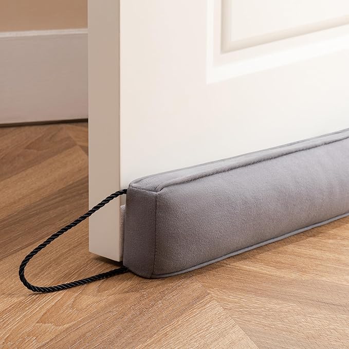 Sunolga 48" Door Draft Stopper for Bottom of Door, Under Door Gap Filler with Removable Cover up to 4 Inches, Weighted Bottom of Door Barrier for Noise, Air, Wind and Light, Gray