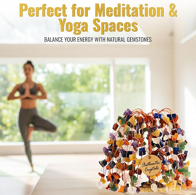 7 Chakra Crystal Tree of Life – Handmade Healing Crystals and Crystals and Healing Stones Money Tree for Home & Office Decor – Feng Shui Gift for Wealth & Prosperity