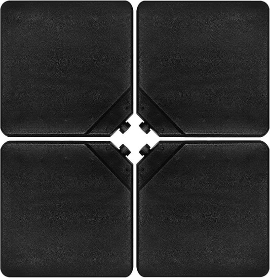 Tangkula 4Pcs 13L 220 lbs Cantilever Offset Patio Umbrella Base, Water & Sand Filled Heavy Duty Outdoor Umbrella Base, Square Umbrella Base Plate Set with Easy-Fill Spouts, Black