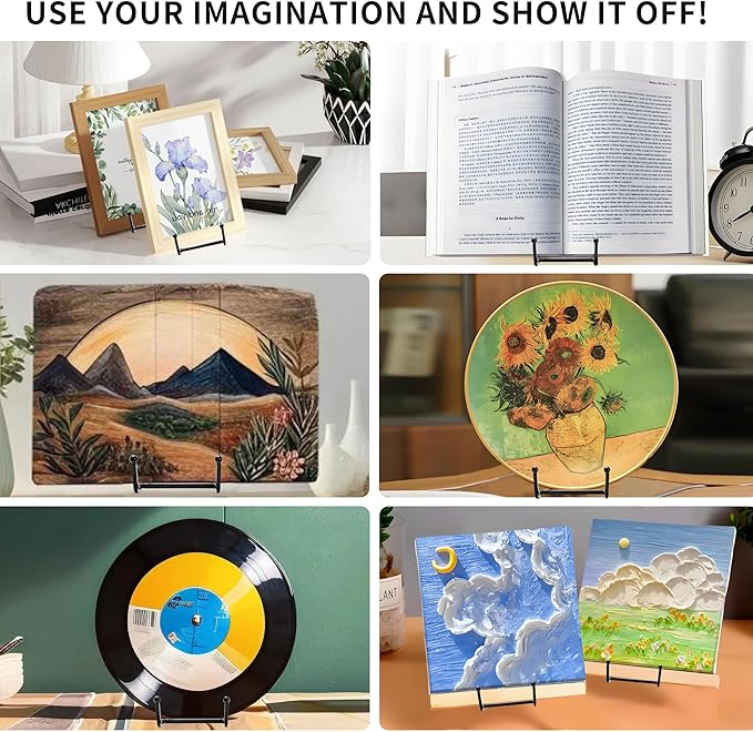 Birity 32 pcs 4.5in Plate Stands for Display,Metal Plate Holders Display Stands Can Be Used for Picture Stand,Book Stands for Display,Plate Display Stands,Easel,Photo Frame Stands,Desktop Stand