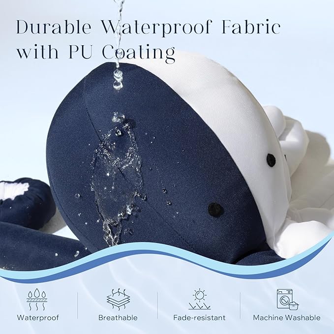 Phantoscope Outdoor Octopus Shaped Throw Pillow, Decorative Waterproof Pillows for Outdoor Patio Furniture, Beach Cushion Pillows, Blue and White 29.5 x 8 Inches