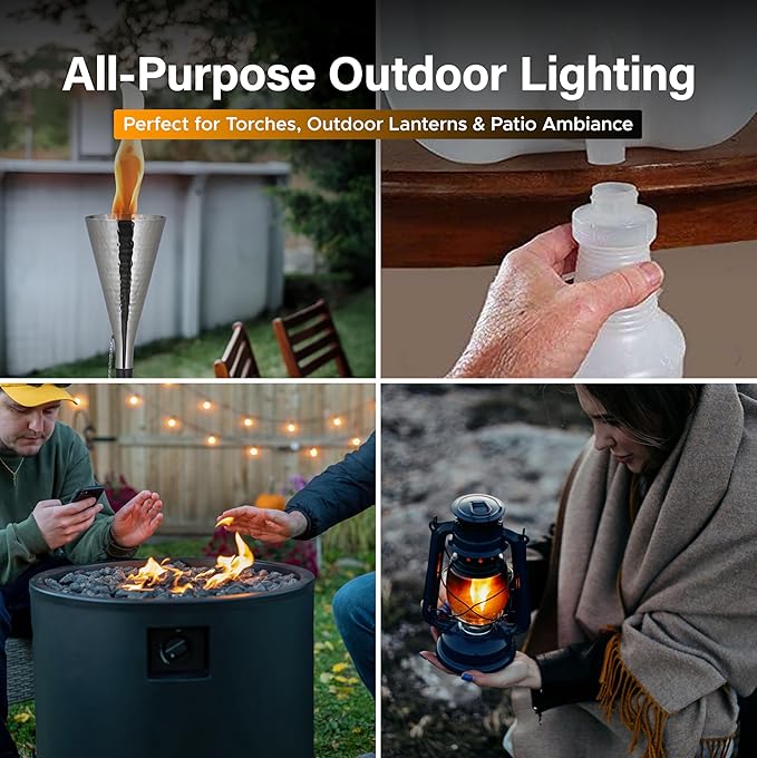 Firefly Tiki Torch Fuel – Clean-Burning Outdoor Lamp Oil for Tiki Torches and Lanterns. Low Smoke, Citronella Formula, Long-Lasting – Outdoor Patio & Garden Use - 5 Gallons