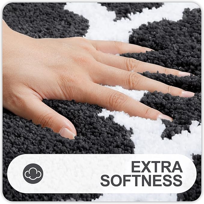 OLANLY Bathroom Rugs 44x24, Soft and Absorbent Microfiber Bath Rugs, Non-Slip Shaggy Shower Carpet, Machine Wash Dry, Bath Mats for Bathroom Floor, Tub and Shower, Dark Grey