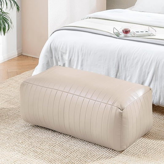 Anji Mountain 100% Handmade & Handcrafted Comfortable Home Décor Bench Pouf Ottoman Footrest for Living Room, Bedroom, Nursery, Kidsroom, Patio Furniture - (42" x 22" x 17" - Black)