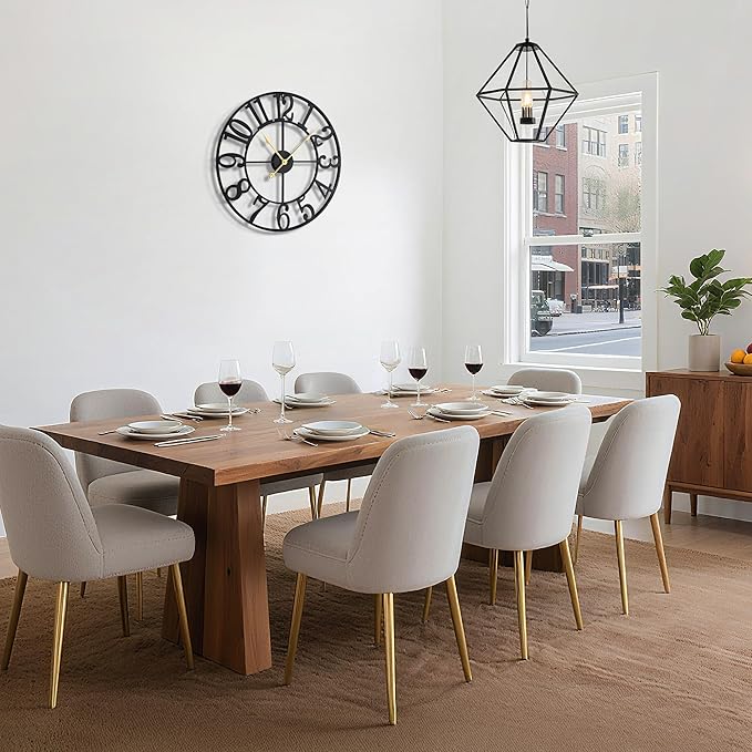 Large Wall Clocks for Living Room Decor, 18 Inch Round Black Metal Silent Non Ticking Battery Operated Jumbo Numerals Modern Vintage Decorative Clock Wall for Bedroom,Kitchen,Office,Farmhouse