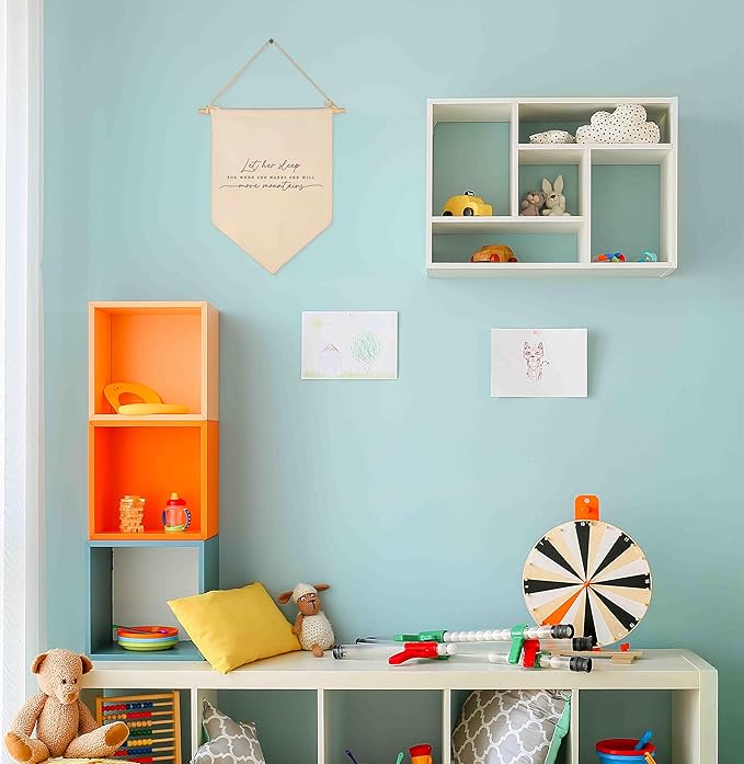 Let Her Sleep for When She Wakes She Will Move Mountains-Pennant Wall Decor Gifts for Baby Girls Kids-Canvas Hanging Pennant Banner Wall Decor Gifts for Nursery Baby Room Bedroom-Baby Gifts Shower