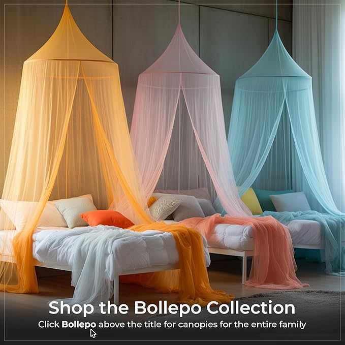 Bollepo Bed Canopy for Adults, Black Canopy Bed Curtains - Canopy for Bed, Netting Room Decor, Ceiling Tent, Canopy for Single, Twin, Full, Queen Size Kids Bed Curtains, Fire Retardant Fabric