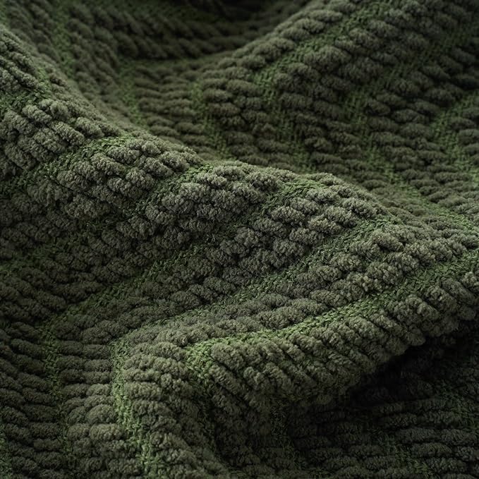 BATTILO HOME Olive Green Throw Blankets for Couch, Knitted Green Throw Blanket for Bed, Super Soft Warm Large Throws for Home Decor, 60" x 80"