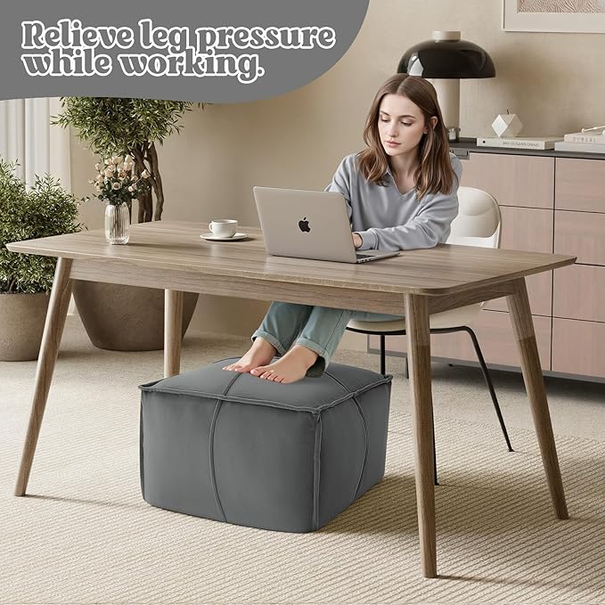 MeMoreCool Stuffed Round Pouf Ottoman Foot Rest, Floor Pouf Foot Stool with Soft Foam Chunk Filling, Small Round Ottoman Footstool Circle Footrest for Living Room