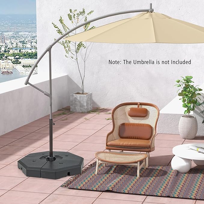 Tangkula 4 Piece 350 lbs Patio Umbrella Base, Octagon Shaped Water & Sand Filled Outdoor Weighted Umbrella Base Plate, 41" x 41" Umbrella Stand for Cantilever Offset Large Umbrella