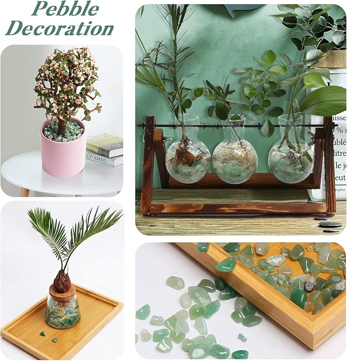 QICQDRAM Polished Gem Stones Rocks Crystals 0.9 Lb/405g Natural Tumbled Stones Green Aventurine Crystal Chips Bulk for Healing Crystals & Fish Tank Rocks Gravel, Vase Filler, Plants Decor