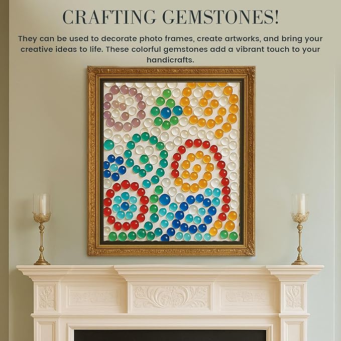 FUTUREPLUSX 5 Lb Flat Glass Marbles, 500 PCS Assorted Colors Flat Gems Aquarium Pebbles Vase Filler Table Scatter Decor, Red, Green, Blue, Yellow, Transparent