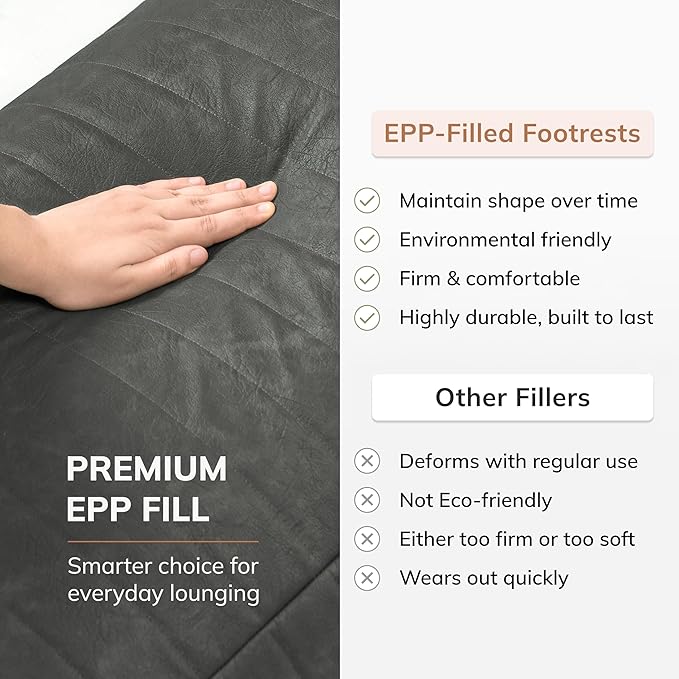 Anji Mountain 100% Handmade & Handcrafted Comfortable Home Décor Pouf Ottoman Footrest for Living Room, Bedroom, Nursery, Kidsroom, Patio Furniture - (22" x 12" x 10" - Gray)