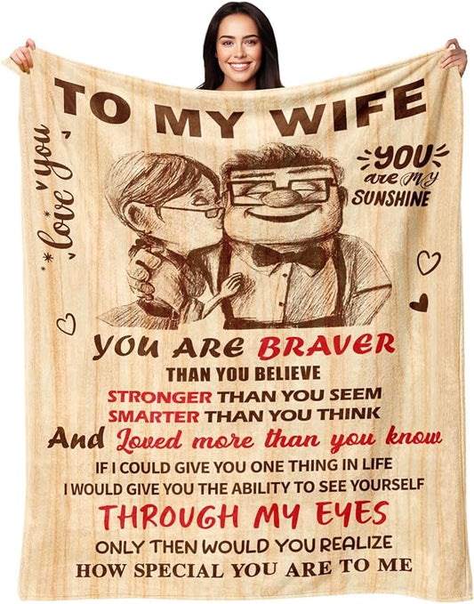 Gifts for Wife from Husband - Wedding Anniversary Birthday Gifts for Women - Romantic I Love You Present for Her - Christmas Mothers Day & Valentines Day Gifts for Wife - To My Wife's Blanket 60"x80"