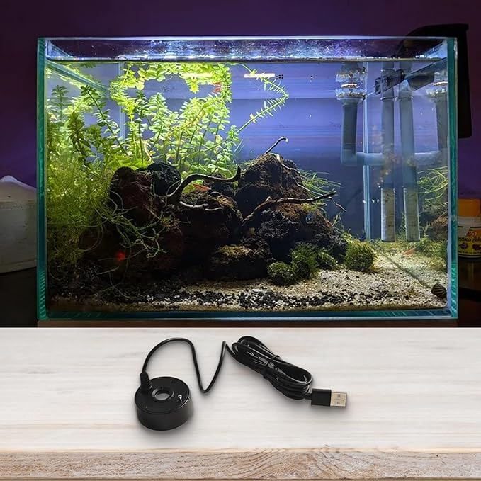 Landscaping Spray, 5V USB Mist Maker, Fog Maker Ultrasonics, 1.4M Long Cable, For Aquarium Fish Tank Rockery Fountain Indoor Landscaping Small Fountains, 47×25mm(Black)