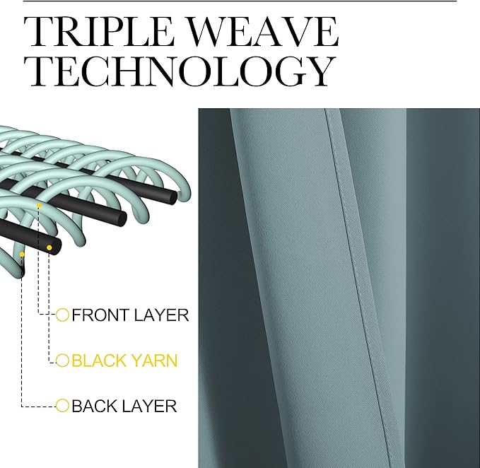 NICETOWN Modern Blackout Curtains Noise Reducing, Greyish Blue, 2 Panels, W55 x L108 -Inch, Thermal Insulated and Privacy Room Darkening Drape Panels for Boy's Guest Room Door Window