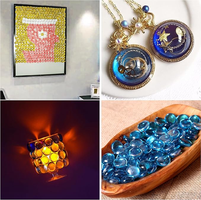 Glass Marbles, 0.97 LB Transparent and Smooth Flat Glass Beads for Vases, Mosaic Gem Pebbles for Aquarium Decor, Floral Arrangements, Mancala Stones, Vase Filler and Crafts, Yellow