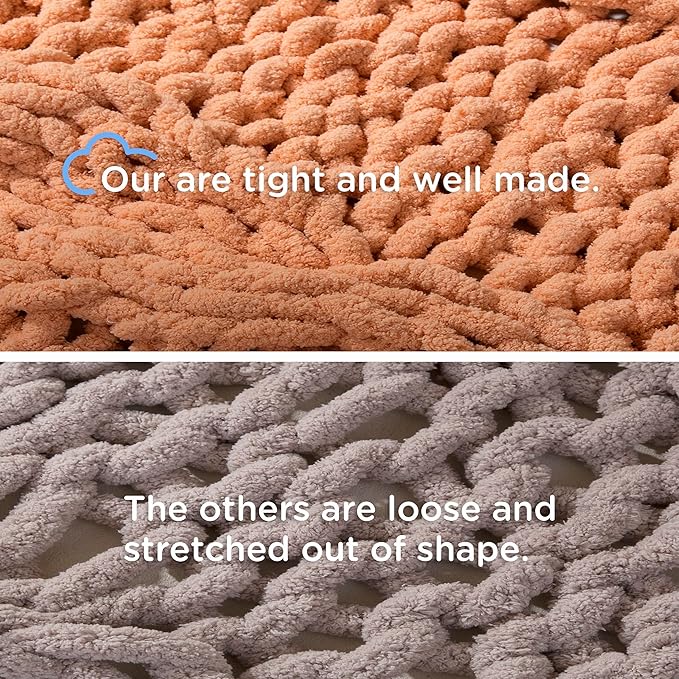 Chunky Knit Blanket Throw - 100% Hand Knitted Chunky Soft Throw Blanket for Couch, Thick and Warm Blanket for Winter, Olive Green, 40x50 Inches