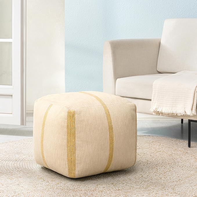Anji Mountain 100% Handmade & Handcrafted Comfortable Home Décor Pouf Ottoman Footrest for Living Room, Bedroom, Nursery, Kidsroom, Patio Furniture - (20" x 20" x 20" - Croissant)