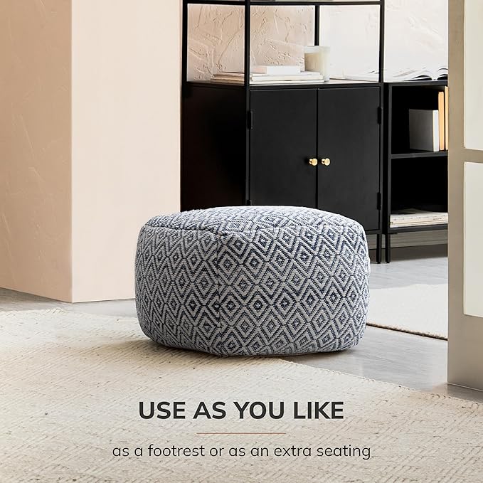 Anji Mountain 22"x22"x16" Handmade & Handcrafted Ottoman Pouf Comfortable Pouf Ottoman Foot Rest & Home Décor Accent for Living Room, Bedroom, Nursery, Kids Room, Patio
