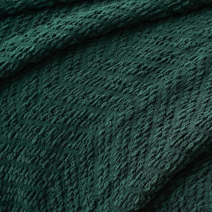 BATTILO HOME Forest Green Throw Blanket for Couch, Knit Christmas Throw Blanket Versatile for Chair, Super Soft Warm Green Christmas Blanket with Tassels for Bed, Sofa and Living Room, 60" x 80"