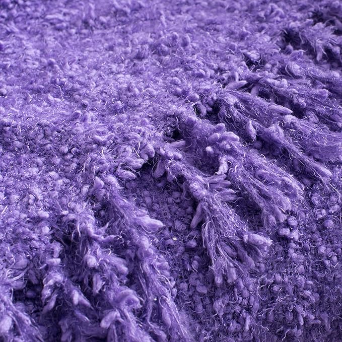 Winter Knit Throw Blanket Fluffy Fuzzy Soft Lightweight Cozy Farmhouse Tassels Chunky Knitted Throws for Couch Sofa Bed (Purple, 60"x80")