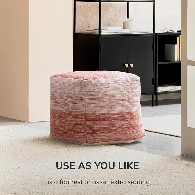 Anji Mountain 20"x20"x20" Handmade & Handcrafted Ottoman Pouf Comfortable Pouf Ottoman Foot Rest & Home Décor Accent for Living Room, Bedroom, Nursery, Kids Room, Patio