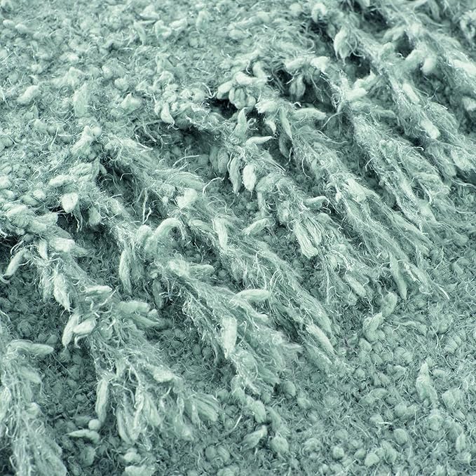 Knit Throw Blanket Fluffy Fuzzy Soft Lightweight Cozy Farmhouse Tassels Chunky Knitted Throws for Couch Sofa Bed (Sage Green, 50"x60")