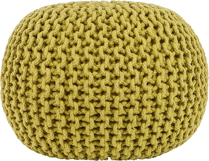 Mark&Day Pouf Ottoman, Harmannsdorf Texture Lime Round Pouf Foot Rest for Living Room, Bedroom and Boho Home Decor (14"x20"x20")