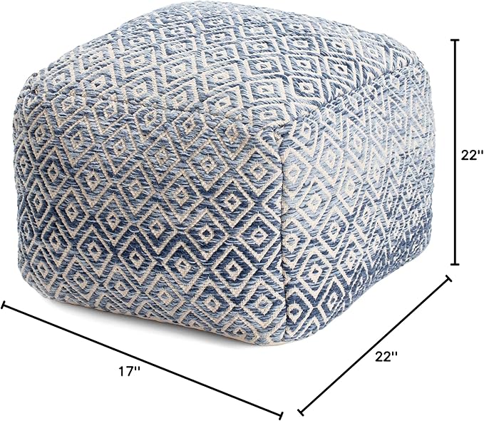 Anji Mountain 22"x22"x16" Handmade & Handcrafted Ottoman Pouf Comfortable Pouf Ottoman Foot Rest & Home Décor Accent for Living Room, Bedroom, Nursery, Kids Room, Patio