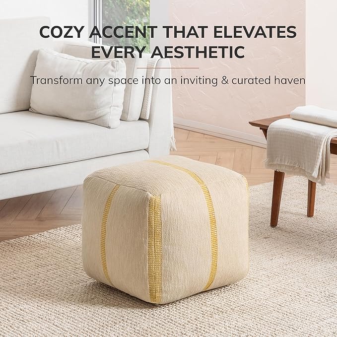 Anji Mountain 100% Handmade & Handcrafted Comfortable Home Décor Pouf Ottoman Footrest for Living Room, Bedroom, Nursery, Kidsroom, Patio Furniture - (20" x 20" x 20" - Croissant)