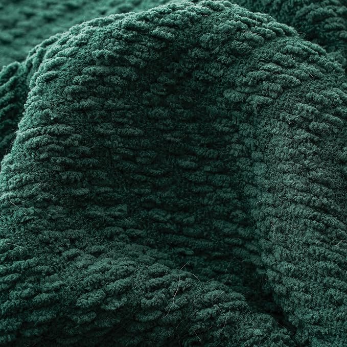 BATTILO HOME Forest Green Throw Blanket for Couch, Knit Christmas Throw Blanket Versatile for Chair, Super Soft Warm Green Christmas Blanket with Tassels for Bed, Sofa and Living Room, 60" x 80"