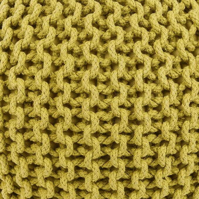 Mark&Day Pouf Ottoman, Harmannsdorf Texture Lime Round Pouf Foot Rest for Living Room, Bedroom and Boho Home Decor (14"x20"x20")