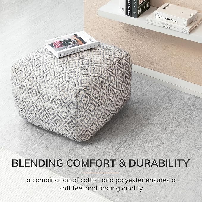 Anji Mountain 22"x22"x16" Handmade & Handcrafted Ottoman Pouf Comfortable Pouf Ottoman Foot Rest & Home Décor Accent for Living Room, Bedroom, Nursery, Kids Room, Patio