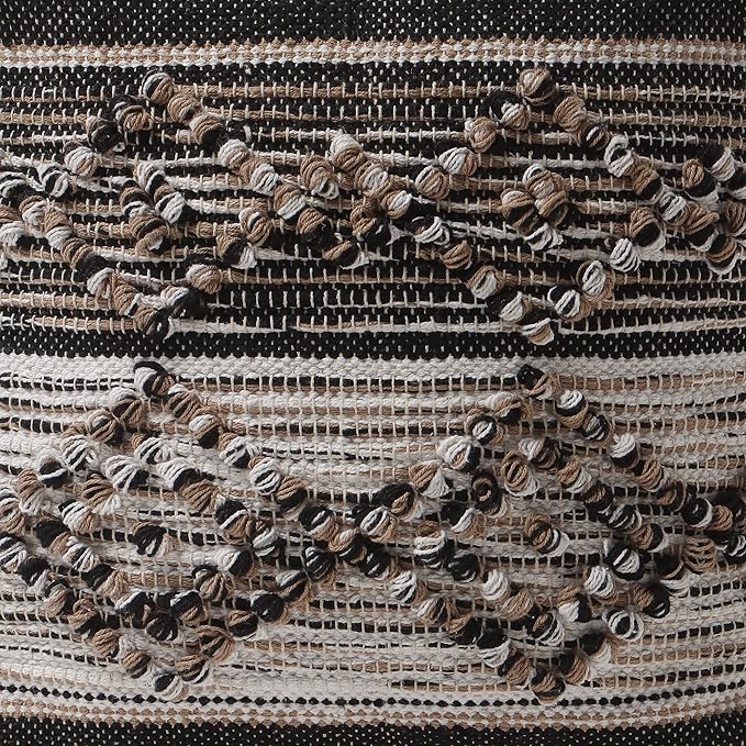 REDEARTH · Tufted Pouf Ottoman with Filler Textured Storage Cube Bean Bag Pouffe Footrest Living Room, Bedroom, Nursery, Indoor, Covered Patio; 100% Cotton (17.5"X17.5"X17.5", Black Jasper)