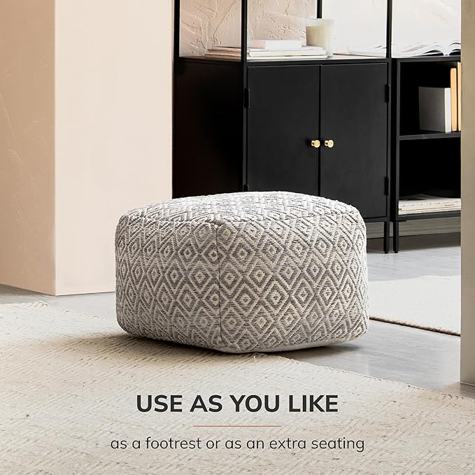 Anji Mountain 22"x22"x16" Handmade & Handcrafted Ottoman Pouf Comfortable Pouf Ottoman Foot Rest & Home Décor Accent for Living Room, Bedroom, Nursery, Kids Room, Patio