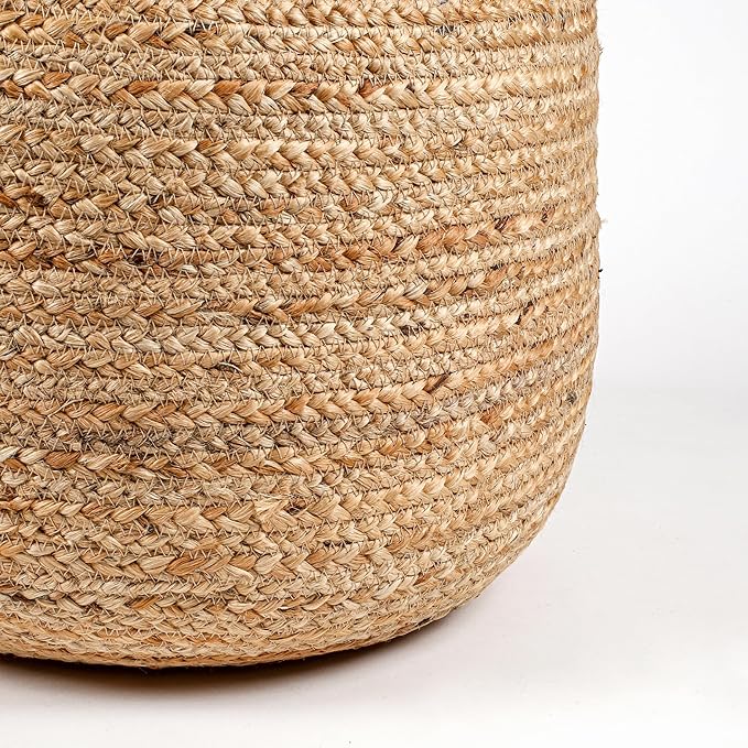 Jute Pouf Ottoman - Briaded Round Boho Pouf Ottoman Foot Rest - Poofs/Ottomans Furniture Decor - Circular Ottomans Pouffe for Bedroom - Poufs for Living Room - (18"x18"x14")