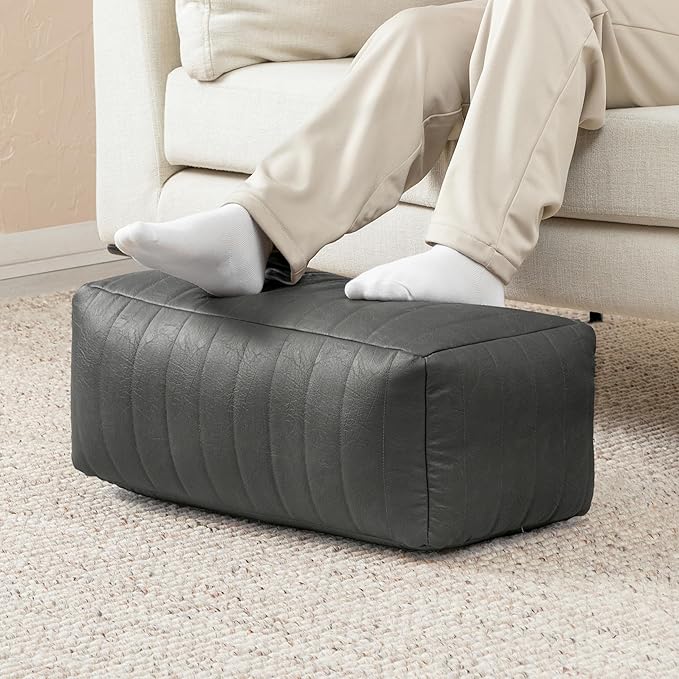 Anji Mountain 100% Handmade & Handcrafted Comfortable Home Décor Pouf Ottoman Footrest for Living Room, Bedroom, Nursery, Kidsroom, Patio Furniture - (22" x 12" x 10" - Gray)