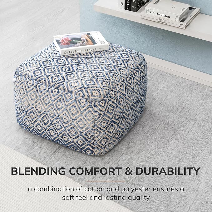 Anji Mountain 22"x22"x16" Handmade & Handcrafted Ottoman Pouf Comfortable Pouf Ottoman Foot Rest & Home Décor Accent for Living Room, Bedroom, Nursery, Kids Room, Patio